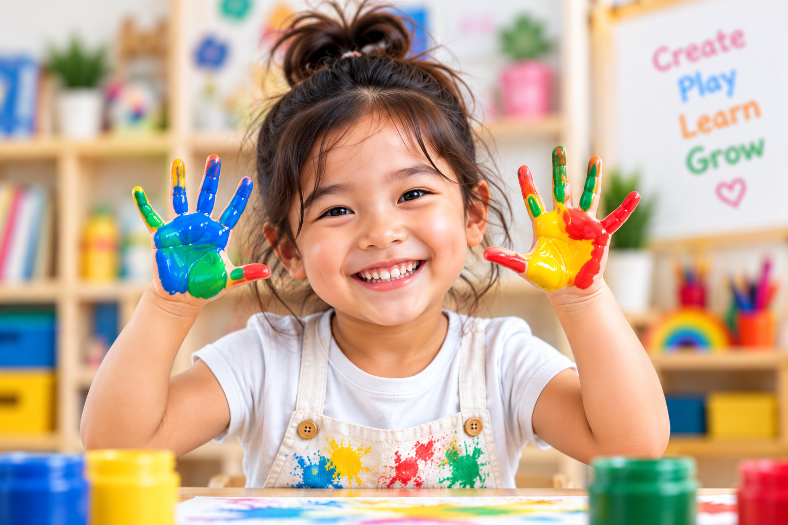 Child with painted hands