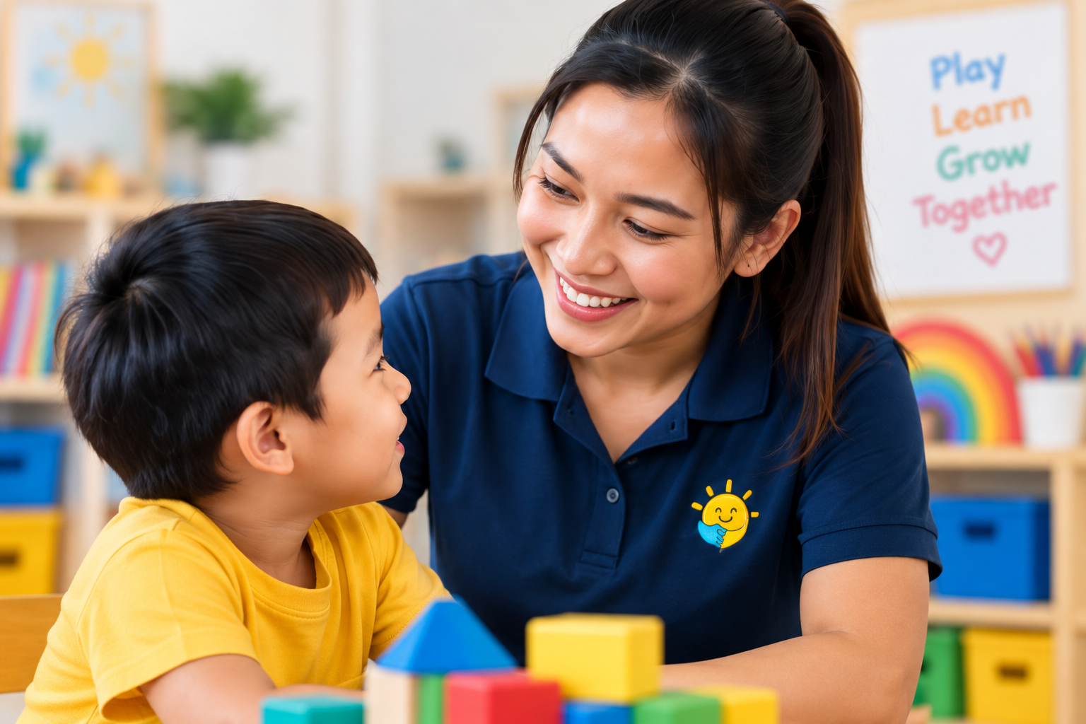 Teacher talking with a child