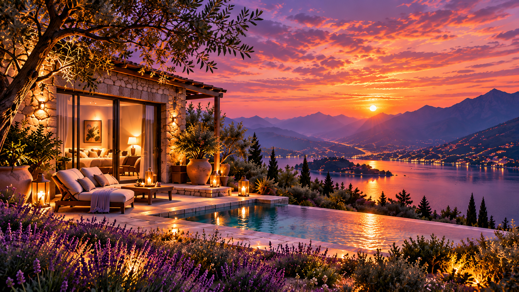 Lakeview Suite at sunset