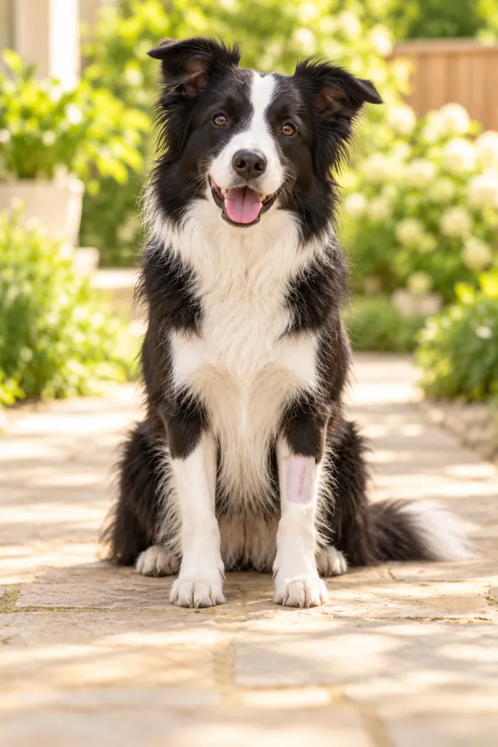 Luna the border collie, healthy and happy after surgery